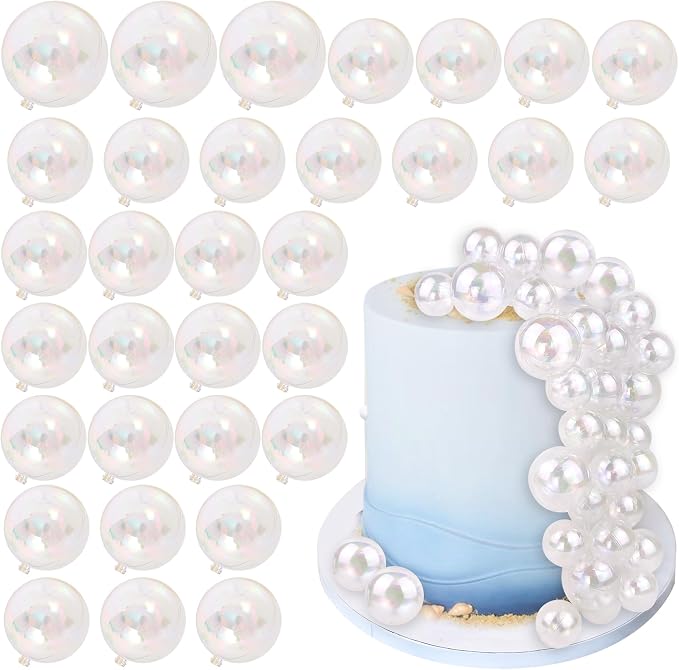 32 PCS Bubble Cake Topper Clear Balls Cake Topper Plastic Bubbles for Crafts Bolas Decorativas Para Pastel Esferas Para Decorar Pasteles Party Birthday Wedding Graduation Christmas Anniversary