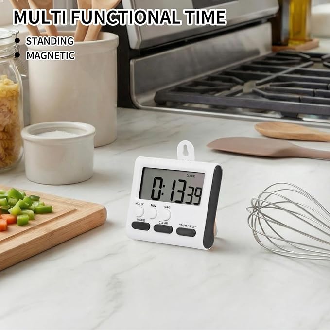 Mudder 12 Pack Digital Kitchen Timer for Cooking, Large Digits, 24 Hour Magnetic Backing Stand Kitchen Timers Clock for Classroom Kids Teachers, Loud Alarm and Large Screen (Black)