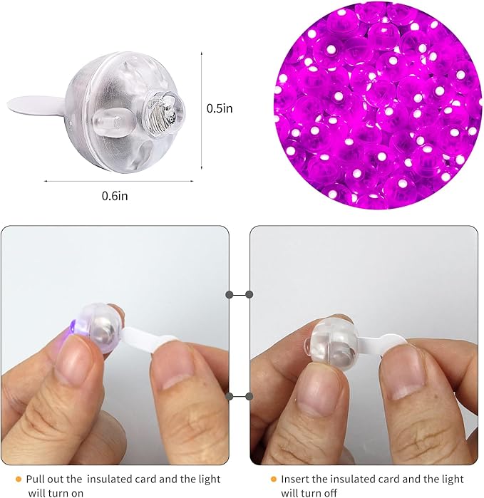 Aogist 100Pcs Pink Balloon Lights with Hook,Long Standby Time,Waterproof Mini Light for Birthday Party Wedding Christmas Halloween Easter Decorative (Steady)