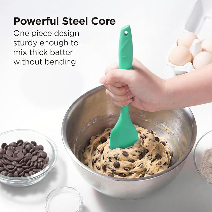 Kitchen Mama WaltzGrip Platinum Silicone Scraping Spatula, Teal | Heat Resistant, Seamless, Non Stick, Flexible Bowl Scraper, For Mixing, Baking, Stirring