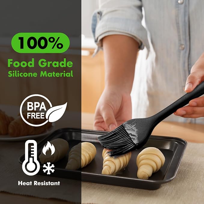 HOTEC Heat Resistant Silicone Basting Pastry Brushes BPA Free, Dishwasher safe, Easy to clean