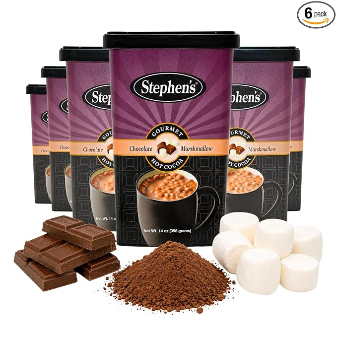 Stephen’s Milk Chocolate Marshmallow Hot Cocoa Mix, Smooth & Creamy Gourmet Hot Chocolate, 14 oz. (Pack of 6)