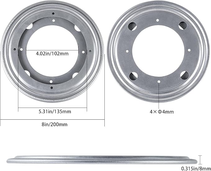 HSTECH 8 inch Lazy Susan, 400lbs Rotating Bearing Plate Heavy Duty for Rotating Table, Book Case, Serving Tray, Crafts Stand, Potted Plants, Shoe Rack(360˚ Rotation)
