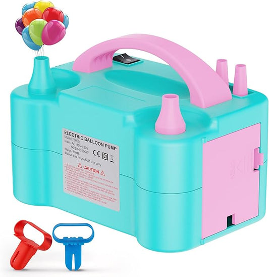 Electric Balloon Pump, Portable Electric Balloon Blower Machine Balloon Air Pump, Dual Nozzle 110V 600W Balloon Inflator for Party Decoration Christmas Birthday