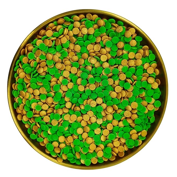 St. Patrick's Day Dark Green & Gold Sequins Edible Sprinkles Pastel Confetti Sequins Sprinkles Decorating Perfect for Cakes,Cupcakes,Desserts Toppings 3OZ