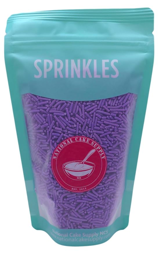 NCS Purple Jimmies Edible Sprinkles – Cupcake, Cake & Cookie Decorations, 7 oz