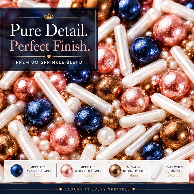 Confect Love Disco Balls Confectionery Sprinkles, Blue Yellow Gold White Mix, Decorative Candy Pearls | Vegan, Gluten-Free, Soy-Free, Dairy-Free, Palm Oil-Free – 4.2 Oz