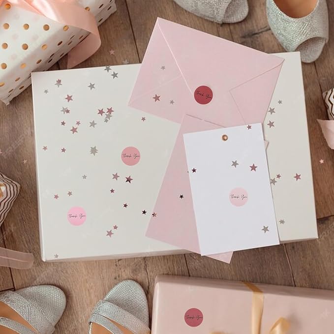 1000Pcs Thank You Stickers Small Business 1'' for Supporting My Small Business Stickers Labels 6 Colors Self-adhesive Labels for Gift Bags Packaging Round Sticker Tags for Shopping (Dusty Pink)