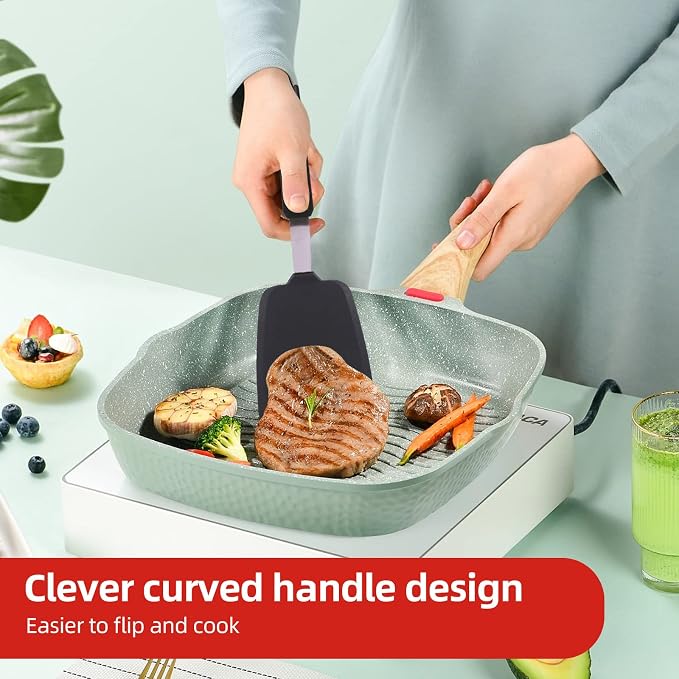 Silicone Spatula Turner Set Large And Thin Flipper Spatulas Heat Resistant 600 ° F Slotted Flexible Turner Cooking Utensils For Nonstick Cookware Egg,Pancake,Fish,Omelette,Hamburger (3 Pack)