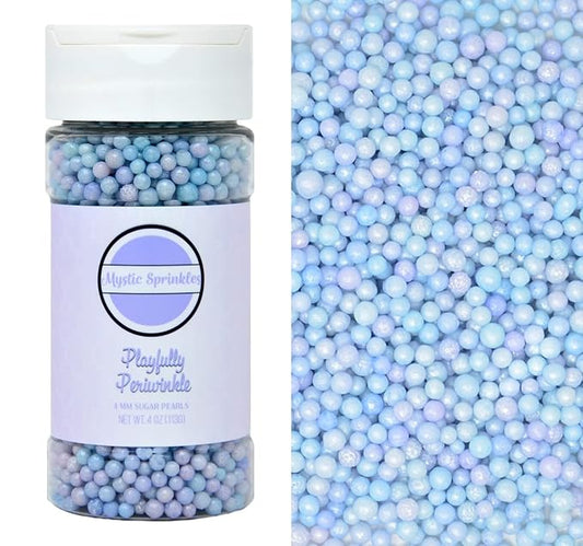 Mystic Sprinkles 4mm Sugar Pearls 4oz Bottles (Playfully Periwinkle 4mm Sugar Pearls 4oz)