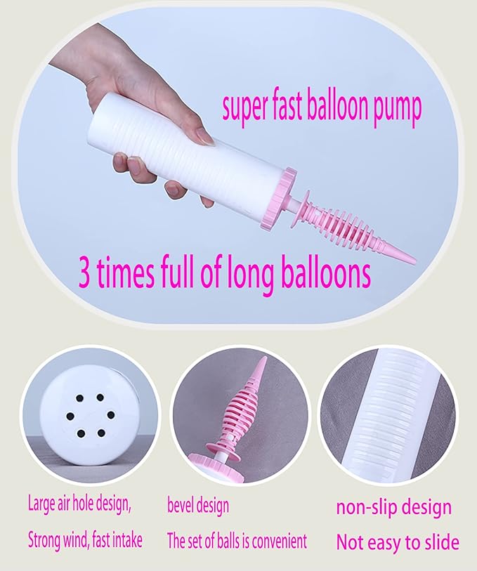 Balloon Pump Handheld Two-Way Dual Action - Hand Blower Air Pumper for Balloons - Ballon Inflator Pumping - Manual Baloon Inflators Machine (Pink 1 Piece)
