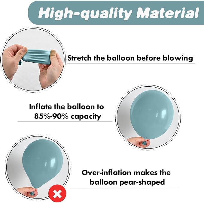 Dusty Blue Balloon Arch Kit, 108 Pcs Blue and Silver Balloon Arch Kit Metallic Silver Sand White Mist Blue Balloon Helium for Kids Boy Party Baby Shower Birthday Bridal Wedding Anniversary Decorations