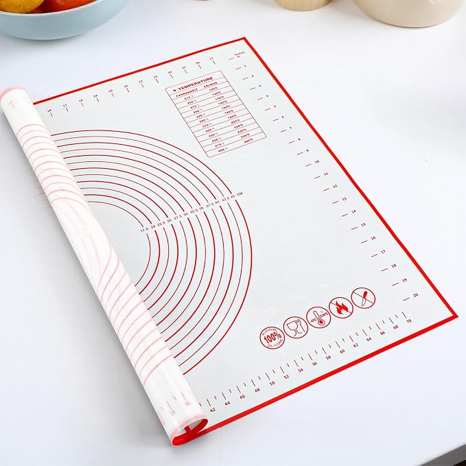 2 Pcs 32x24" Extra Large Dough Mat Silicone Baking Mats for Rolling Pastry Kneading Sheet Sourdough Bread Baking Supplies (Red)
