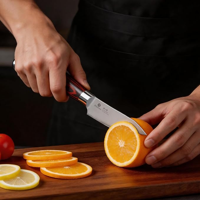 imarku Paring Knife 3.75 Inch, Japanese High Carbon Stainless Steel Fruit Knife, Ultra Sharp Small Kitchen Knife for Peeling Fruits Cutting Veggies, Ergonomic Pakkawood Handle