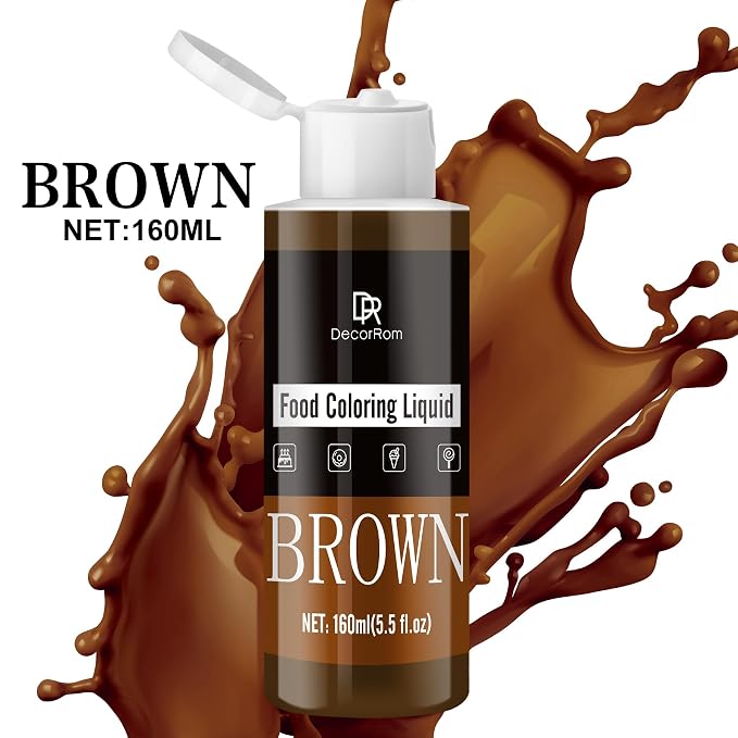 Brown Food Coloring Liquid - Vibrant Liquid Icing Food Coloring Set for Baking, Cake Decorating, Easter Egg, Airbrush - Tasteless Food Dye for Fondant, Slime, DIY Crafts - 5.5 Fl.oz / 160ml Each