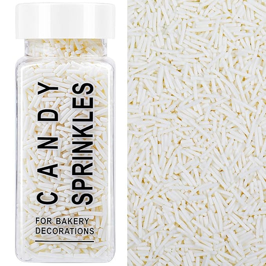 White Sprinkles, Edible White Jimmies Sprinkles for Baking Topping, Cupcakes, Cookies, Ice Cream & Cake Decorating, Wedding Party Valentines Christmas Supplies