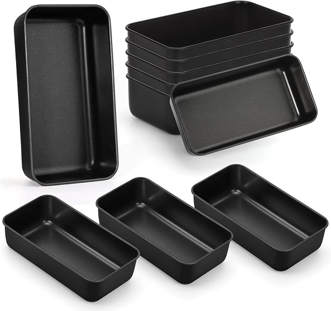 P&P CHEF Loaf Pan Set, 9 x 5 Inch Bread Pans, Stainless Steel Loaf Toast Baking Pans For Bread Meatloaf Lasagna Cake, Healthy & Non Toxic, Oven Safe& Easy Clean, (Black, 10Pcs)