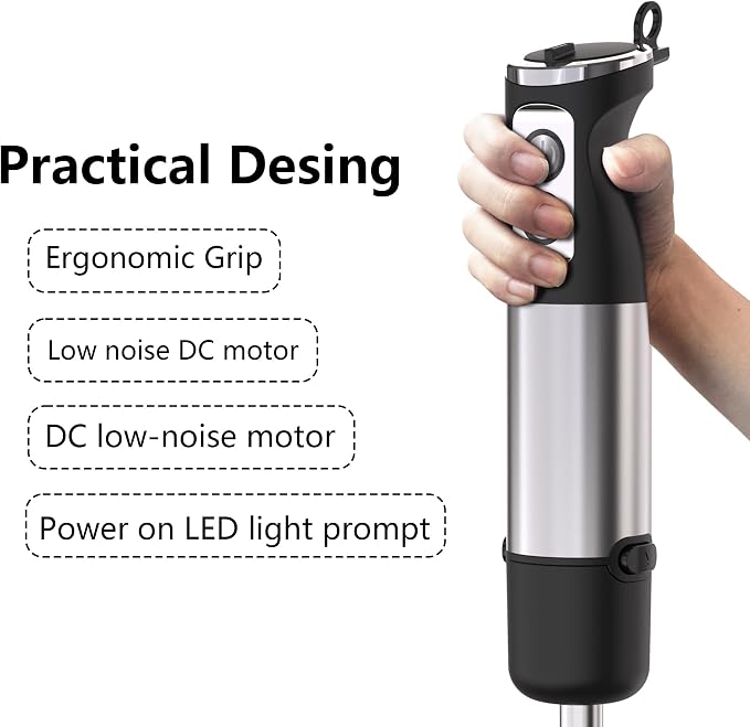 Immersion Blender Handheld,1000W hand blender stainless steel,Stick Blender,2-speed wired mixer, Includes Whisk, Frother, for Kitchen, Baby Food Blender,smoothies