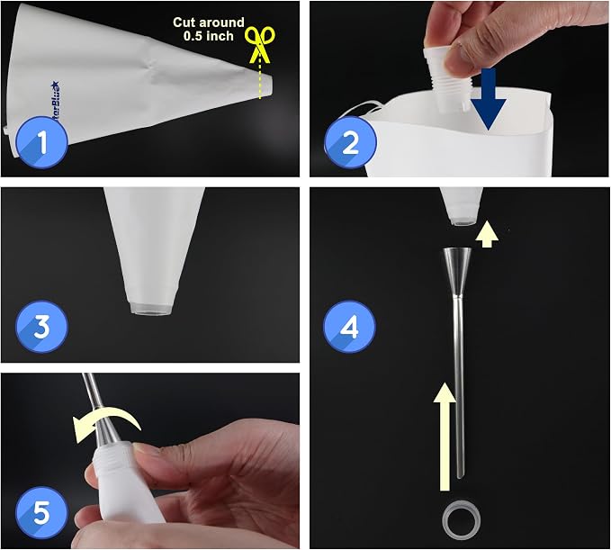 Churro Donut Filler by StarBlue - Reusable Piping Bag and Nozzle with Large Needle Injector, Best Fit with Churrera Churro Maker