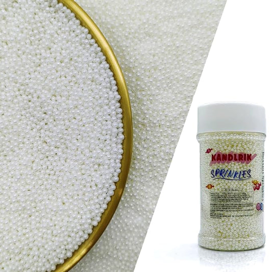 Edible White Pearl Sugar Sprinkles Candy 2mm Mini Pearls Cake Decorations Cupcake Toppers Cookie Decorating Perfect for Wedding Party Valentine Halloween Christmas Supplies 3OZ