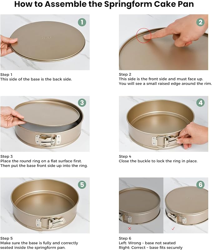 10 Inch Springform Pan, Non-Stick 10 Springform Pan with Removable Bottom, Carbon Steel, Cheesecake (Champagne Gold)