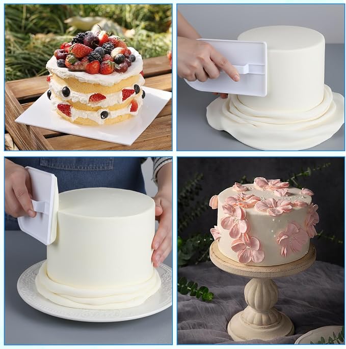 3 Pcs Fondant Smoothing Tool Cake Decoration Icing Smoother Polisher Paddle Fondant Polisher Finisher Sugarcraft Scraper Tool 14.5 x 8 cm/5.7" x 3.1" White