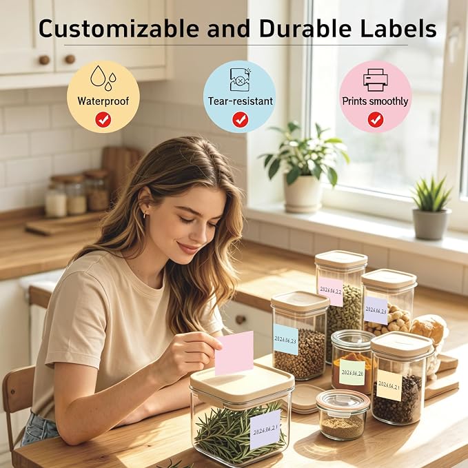 2"x2" 500pcs Square Thermal Labels, Colored Stickers for Thermal Printer | Waterproof, Multi-Color, Macaron Pastel, Oil-Proof, BPA-Free, Strong Adhesive, DIY Logo, Compatible with Munbyn/Rollo/Zebra