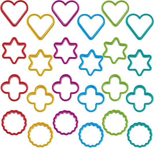 Cookie Cutter Set 24 PCS, Heart Star Round Shapes Cookie Cutters Mold Plastic Homemade Mini Biscuit Cutters Sandwich Cutter for DIY, Kitchen, Baking, Birthday, Pancake Maker Supplies 2 Inch