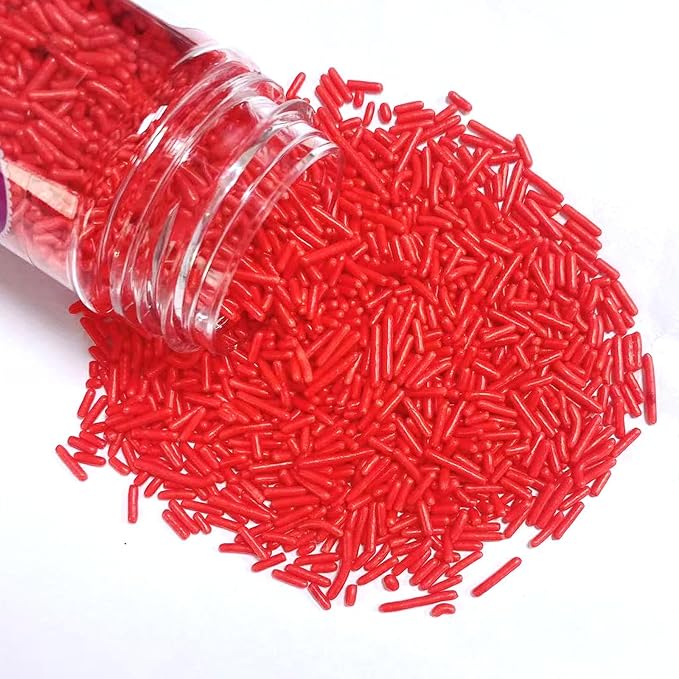 PhilaeEC Red Jimmies Sprinkle Edible Soft Jimmies Sprinkle for Cake Decoration Cupcake Topper Cookie Baking Decorations Halloween Christmas Valentine Supplies 2.75oz/78g
