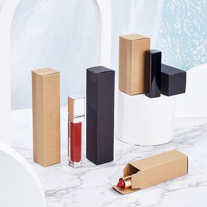 BENECREAT 45PCS Brown Kraft Paper Lipstick Box Essential Oil Wrapping Box for, Wedding, Birthday Party Favor, 9.1x3.7x3.6cm/3.58x1.45x1.41"