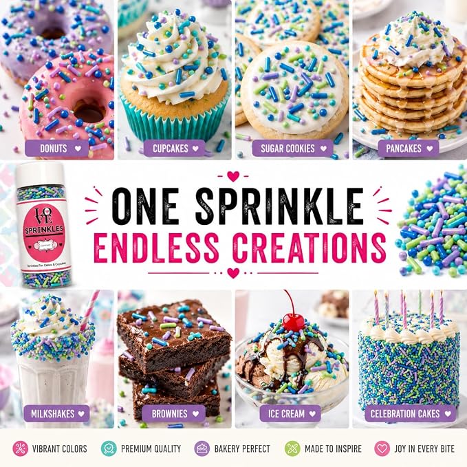 Confect Pastel Rainbow Sprinkles – Edible Jimmies Mix for Cakes, Cupcakes & Baking – Decorative Multicolor Toppings –Vegan, Gluten-Free, Nut-Free, Soy-Free, Dairy-Free, Palm Oil-Free – 4.2 Oz