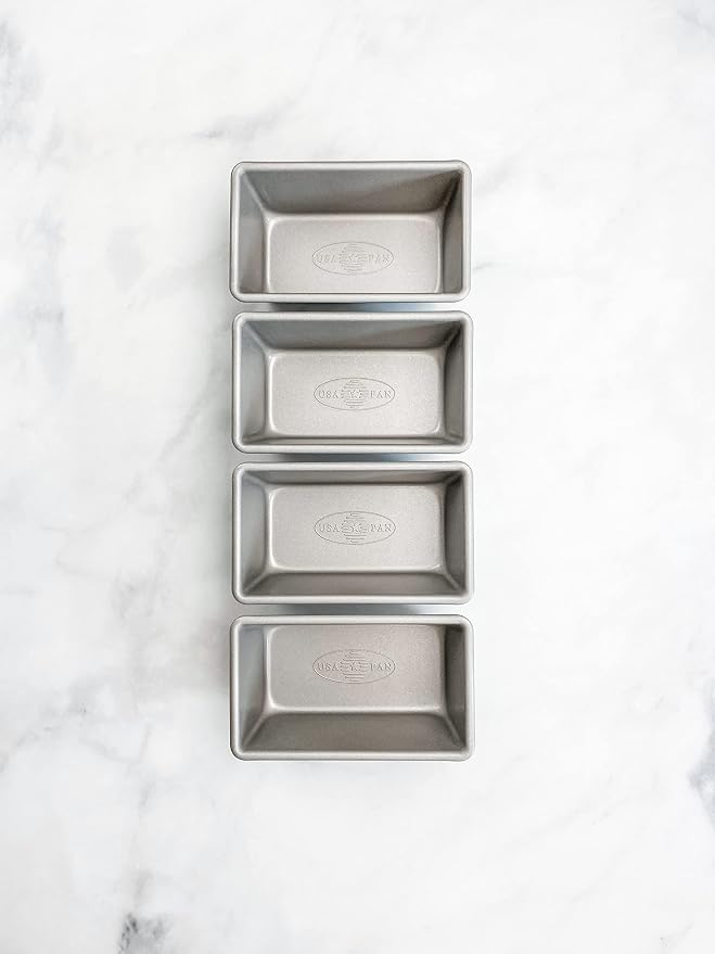 USA Pan Bakeware Nonstick Mini Loaf Pan, Set of 4, Aluminized Steel (Pack of 6)