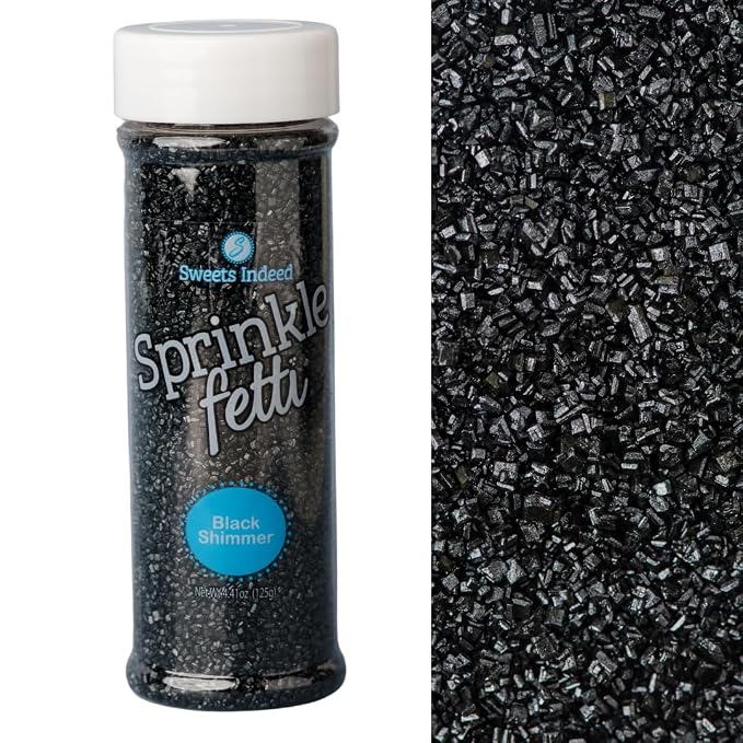 Sweets Indeed Sprinkles, Edible Sprinkle Sugar Mix, Perfect for Cake Decorations, Baking, Ice Cream, Cookies, Cupcake Topper, 5 ounces (Black)