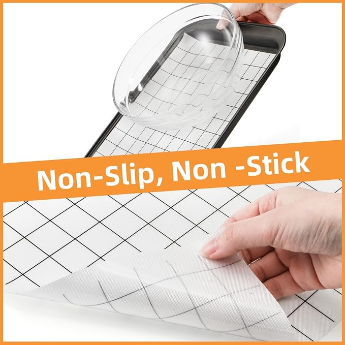Covzoe 12 In x 8 FT Silicone Baking Mat Roll, Non-Stick Grid Pastry Mat Free Cutting, Heat Resistant Food Grade Counter Mat, Air Fryer Liner for Pizza, biscuit, Pie Crust