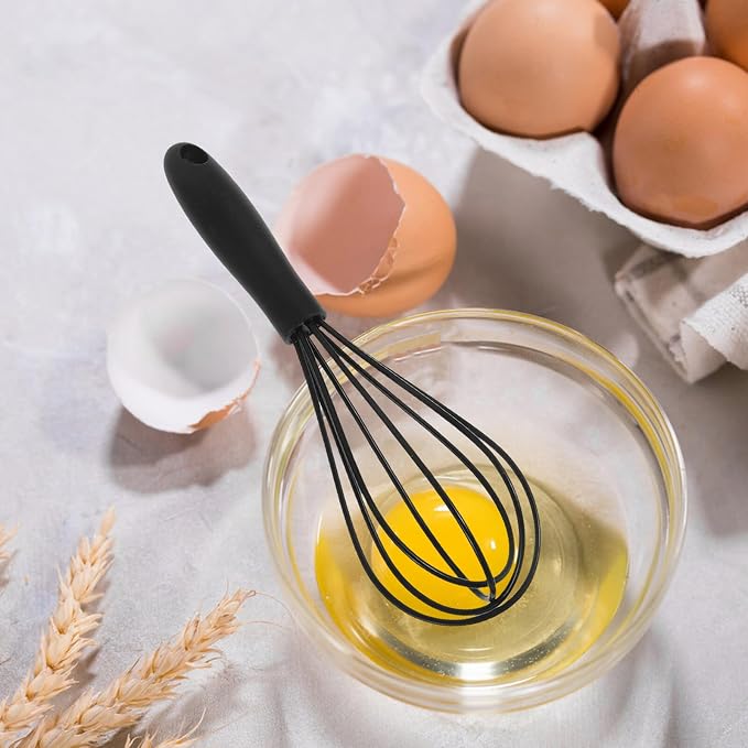 Beaupretty 4pcs Mini Kitchen Whisks Stainless Steel Handles Silicone Coated Wire Egg Beater Set for Baking Mixing Beating Stirring Cooking Tools