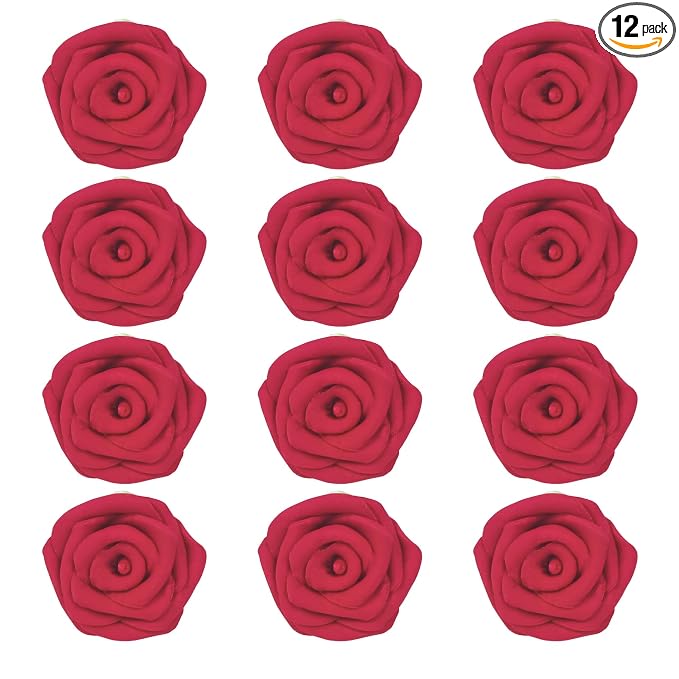 Confect Edible Rose Cake Toppers For Cupcakes | Edible Cake Toppers | Roses for Cake Decorations | Edible Viva Magenta Roses - Pack of 12, Magneta