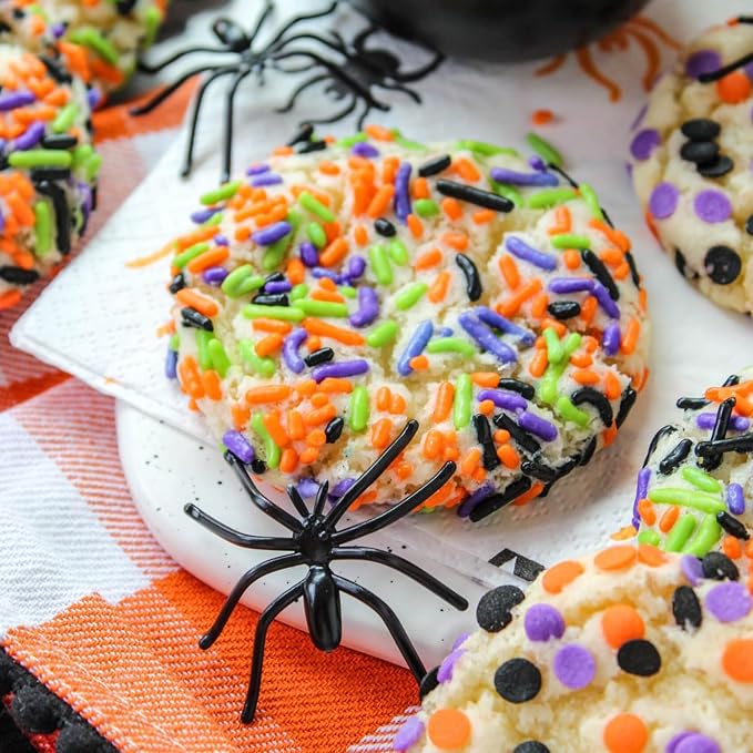 Halloween Sprinkles Bulk 16 oz - Purple, Orange, Green, Black Jimmies Mix for Cake Decorating, Cookies, Cupcakes, Ice Cream Topper - Spooky Halloween Party Supplies Halloween Jimmies