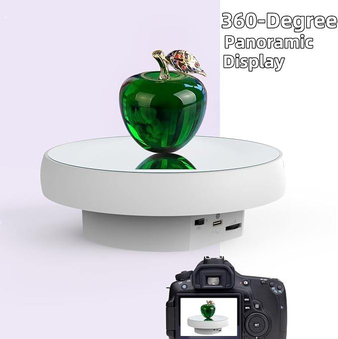 JAYEGT Motorized Rotating Display Stand, 6.3inch /11Lbs Load ,Mirror Cover ，360 Degree Electric Rotating Turntable ,Cup Display Turner Stand,Photography Products, Jewelry ,Tumbler-White