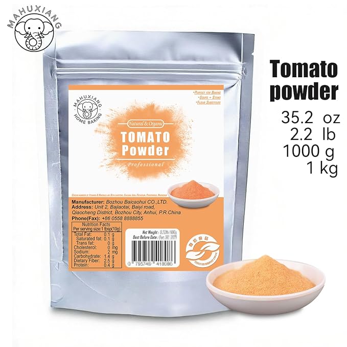 MAHUXIANG Organic Tomato Powder (35.2 oz / 1000 g) — Single-Ingredient Powder for Cooking, Baking, Sauces & Seasoning, No Added Salt or Ingredients, Gluten-Free