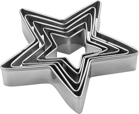 MrCookie Star Cookie Cutters Set,5pc Thickened Stainless Steel. | Sturdy stainless steel,food-grade.5 sizes 1.57-3.74in.For cookies,sandwiches,holiday.