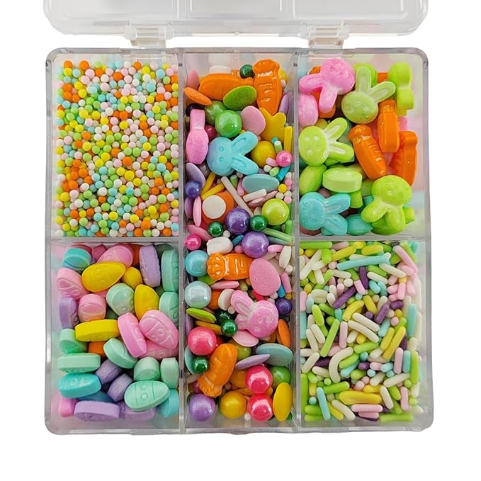 Homankit Easter Sprinkles Spring Edible Nonpareils Jimmies Sprinkle Rabbit Carrot Easter Egg for Baking Decorating, Ice Cream, Cookies, Cake Cupcake Toppers, 2.82 Ounces, Assorted Variety