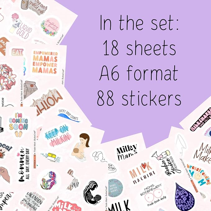 BulbaCraft Funny Breastfeeding and Pregnancy Stickers for Scrapbooking, Planner - Waterproof Vinyl Breastfeeding Mom Decals Laptop Decals, Gifts for Women & Men