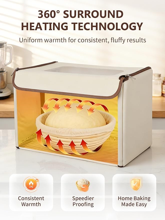 Folding Bread Proofing Box Dough Proofer, Electric Sourdough Warmer with 68-131°F Temp Control & 99H Timer, Dough Proofing Box Basket with Metal Rack for Baking Pizza, Yogurt, Kombucha, Large Capacity