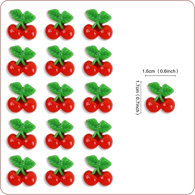 24Pcs Resin Cherry Cupcake Toppers 2D Fruit Cherries Cupcake Picks for Baby Shower She Is Cherry On Topper Party Decorations Boys Girls Fruit Birthday Party Supplies Cherries Table Decorations