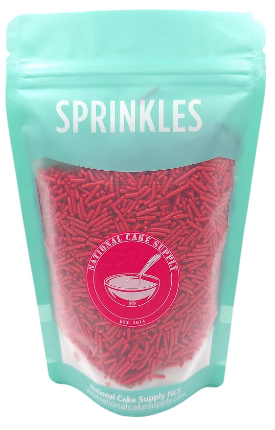 NCS Red Jimmies Edible Sprinkles – Cupcake, Cake & Cookie Decorations, 7 oz