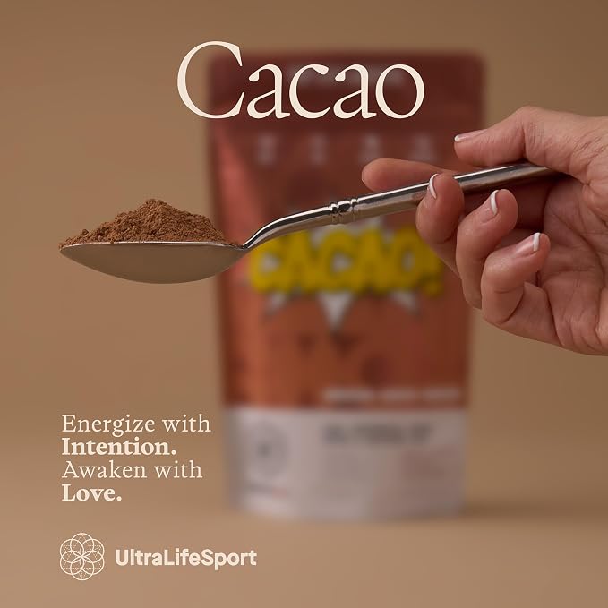 Ultra Life Sport - Ceremonial Cacao - 100% USDA Raw Organic Cacao Powder Superfood - Contains Theobromine with Antioxidants, Iron, Magnesium, and Calcium - A Coffee Substitute, Caffeine Free - 1/2 lb
