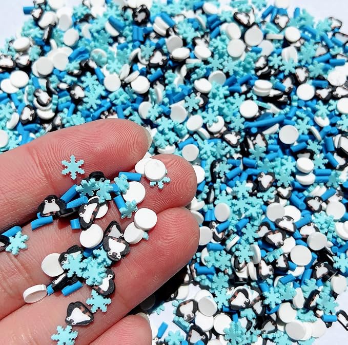 EHOPE 100G Fake Sprinkles Polymer Sprinkles Faux Sprinkles Resin Sprinkles Clay Sprinkles For Resin Fake Candy Sprinkles for Nail Art DIY Crafts Cake Phone Case (100G Penguin Snowflake)