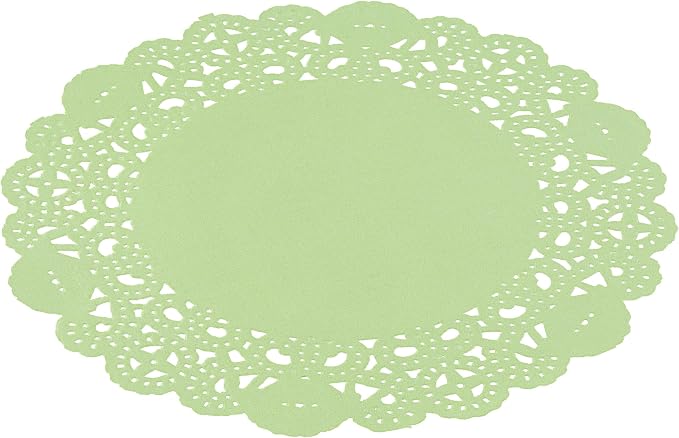 Restaurantware-Pastry Tek 6 x 6 Inch Paper Lace Doilies, 4000 Disposable Table Doilies - Elegant Lace Finish, Long Lasting, Green Paper Placemat, for Pastries, Cupcakes, Desserts