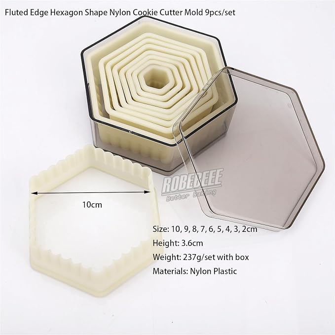 Multi-Shape Nylon Cookie Molds Round Square Star Plastic Geometry Biscuit Cutter Dough Mousse Bread Slicer DIY Bakery Utensils (Fluted Hexagon)