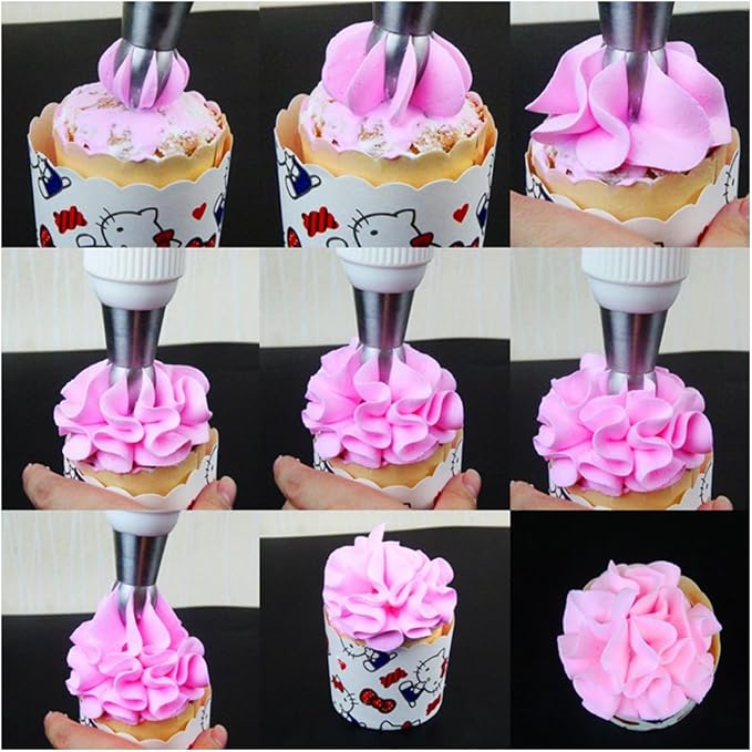 Russian Ball Piping Tips Set with Bags,3 Pcs Russian Piping Tips Flower for Cake Decorating & 20 Disposable Pastry Bags 12inch for Frosting